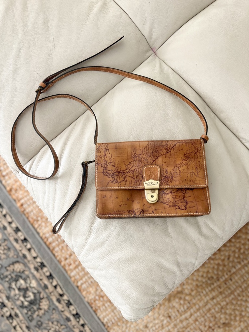 Patricia Nash Map-Print Leather Crossbody Bag
